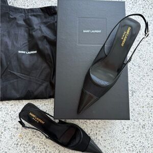 Saint Laurent Black Slingback Heels